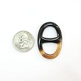 Marycrafts Size 2 Haft Amber Haft Black Buffalo Horn Scarf Ring H Oval Shape Twilly Scarf Ring Handmade 4.1x2.7 cm