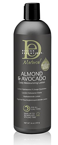 Design Essentials Natural Daily Hair Moisturizing Lotion -Moisture Rich Botanicals, Jojoba & Olive Oils- Almond & Avocado Collection, 16oz.