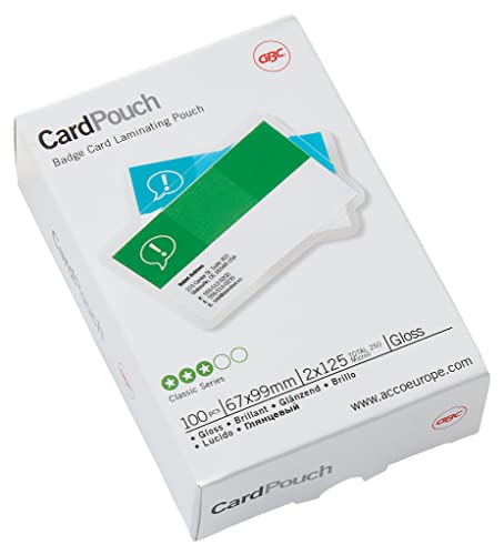 GBC, 67x99mm 2x125 Micron Gloss Card Laminating Pouches, Pack of 100, 3743177