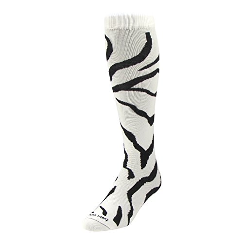 TCK Sports Krazisox Zebra Stripe Socks (White/Black, Medium)