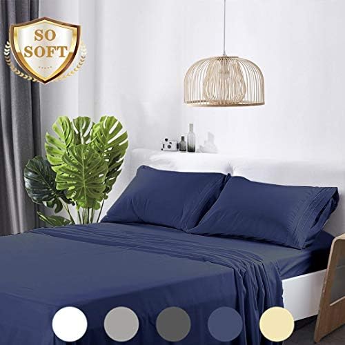 Abakan Bed Sheet Set Twin XL Size Super Soft 3 Piece Bedding Sheet Smooth Microfiber 1800 Thread Count Luxury Premium Cooling Sheets Breathable Fade Resistant Deep Pocket (Twin XL, Navy Blue)