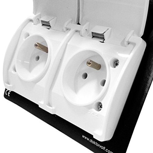 2-fach Steckdose französisch System Doppelsteckdose Klappdeckel IP44 162-01 DV weiß 5867 – Bild 3