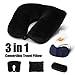 JML 3 in 1 Neck Convertible, Ultra Soft Head Support with Eye Mask and Earplugs for Business, Airplane, Home, 3 in 1 Travel Pillow, Black