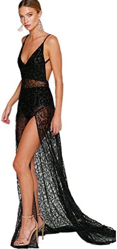 Nightycatty Women's Beach Dress with Slip Squins Cover Up Dress BlackL