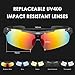 HiHiLL Polarized Sports Sunglasses for Men Women, Driving Sun Glasses with 5 Interchangeable Nylon Lens and Unbreakable PC Injection Frame with Rubber Mats for Cycling, Climbing, Sports, Driving