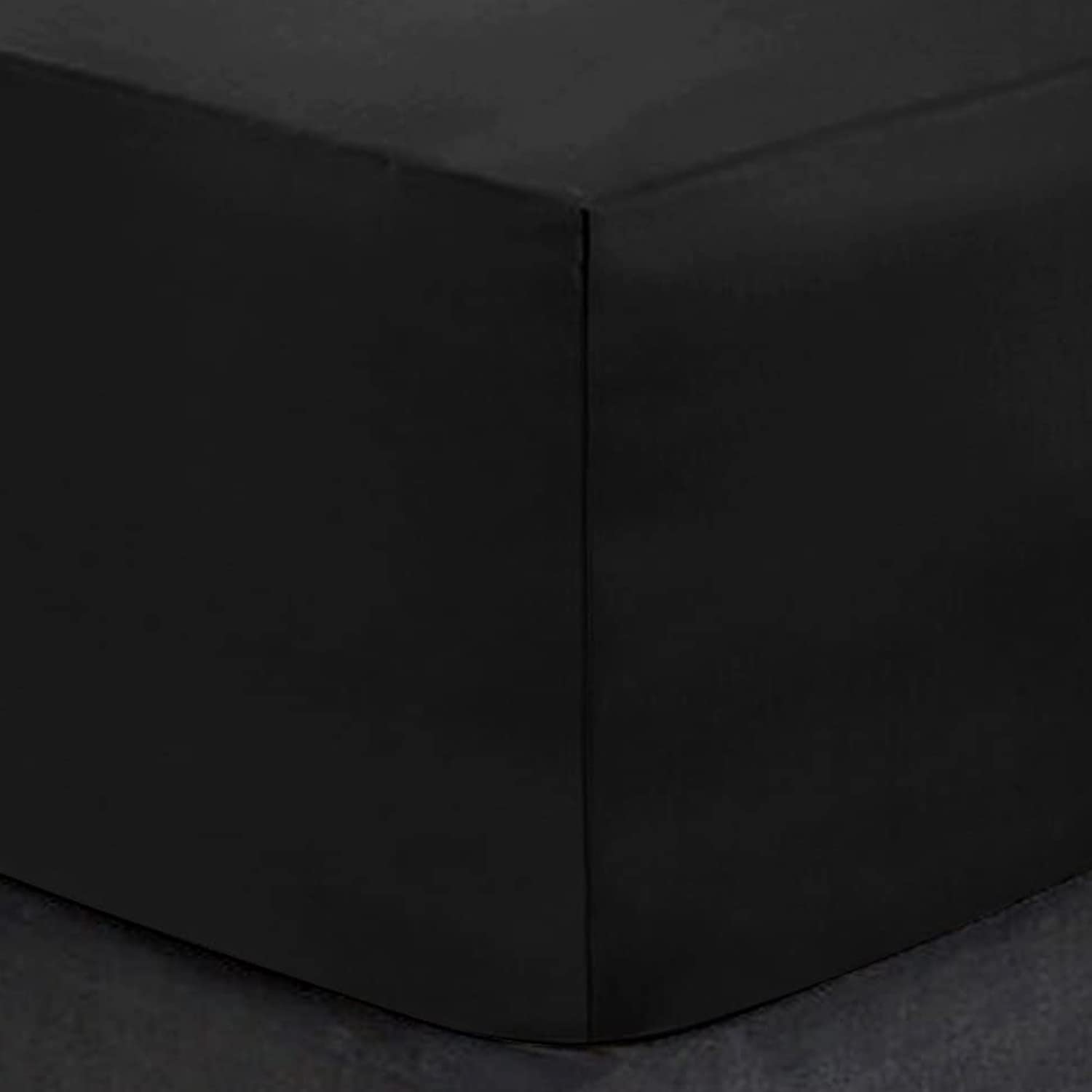 Extra Deep Polycotton Fitted Sheets 16"/40CM Deep, Small Double 4 Feet - Black — image 1