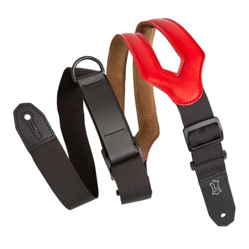 Levys Leathers Right Height Series Ledergurt fuer Gitarre | Breite 7,6 cm | Rot | (MRHSS-RED)