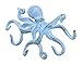 Rustic Dark Blue Whitewashed Cast Iron Octopus Hook 11 Inch - Decorative Hook - Sealife Metal Wall Hook