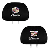 cargooghi Set of 2 for Cadillac Embroidered Black Gray Fabric Universal Headrest Cover Set (Cadillac)