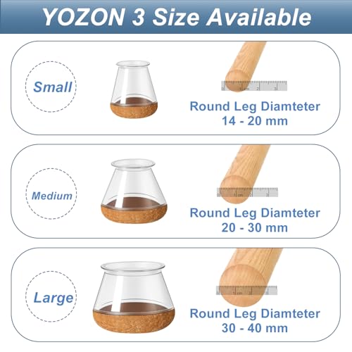 20pcs Round Chair Pads with Thickened Upgraded Felt Pads, Chair Leg Covers, Furniture Chair Leg Protectors for Wooden Floors (Transparent, Diameter 14-20mm)