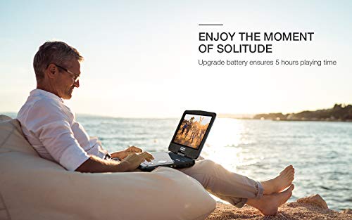 BOIFUN 12.5" Portable DVD Player with 5 Hours Rechargeable Battery, 10.5" HD Swivel Screen, Dual Earphone Jack & High Volume, Support CD/DVD/SD Card/USB, Region-Free, Gray - Thumbnail 2