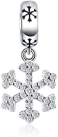 Christmas Gifts Snowflake 925 Sterling Silver Charms Pendant Bead for Bracelets Necklace CZ Jewelry