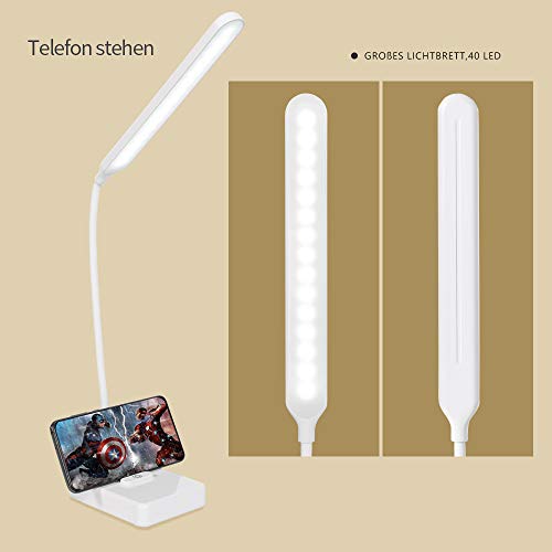 Leselampe Aufladbar 2000mah Akku LED Schreibtischlampe Kinder Tischlampe Wiederaufladbar Batteriebetrieben Dimmar Touch 3 Farb Nachttischlampe Augenschutz Studie Buch licht Bett Kabellos
