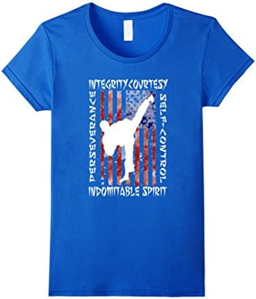 Women's Taekwondo Shirt 5 Tenets Taekwon-do Martial Arts Kick White Medium Royal Blue