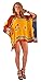 1 World Sarongs Womens Abstract Tiki Poncho Cover-Up in Yellow/Blue