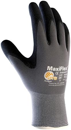 PIP Large MaxiFlex Endurance by ATG Black Nitrile Palm And Finger Coated Work Gloves With Nylon And Lycra Liner And Continuous Knit Wrist
