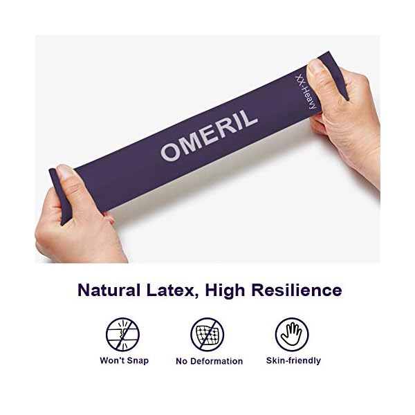 OMERIL Resistance Bands [Set of 5], Skin-Friendly Resistance Exercise Loop Bands with 5 Resistance Levels for Legs and Glutes, Arms, Fitness Bands for Home, Gym, Yoga, Training-Carry bag included