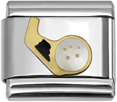 Your Pick Sports Theme Collection Italian Charms 9 mm Stainless Steel Bracelet Link (Golf Ball &amp; Club-31)