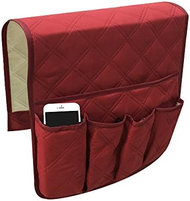 Waterproof Sofa Armrest Storage Organizer for tablets, TV remotes, phones 4 colors Storage Organizer 35 inch13 inch (Claret)