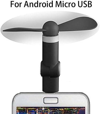 Android Cell Phone Fan, Rowell Phone Fan Micro USB 180°Rotating Powerful Portable Cell Phone Fan USB for Android Samsung Galaxy Note 4 / Note 5 / Galaxy S7 / S8 and Other Smartphones (Black)