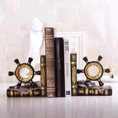 Amazon レトロな装飾的なブックエンド樹脂手作りのヴィンテージブックスタンド調節可能な本棚ブックストッパー表ストレージデスクオーガナイザーラック Color Rudder Type ブックエンド 本立て 文房具 オフィス用品