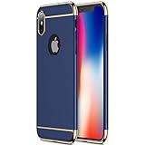 iPhone X Case, iPhone 10 case RANVOO 3 in 1 Stylish Thin and Slim Hard Case Matte Surface with Electroplate Frame for Apple iPhone X (Dark Blue)