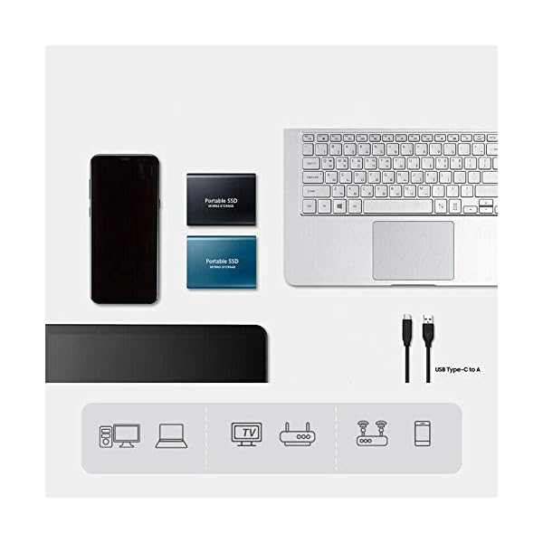 Externe SSD, 1 TB, USB 3.1, Typ C, tragbares Solid-State-Laufwerk-Speicher, tragbare mobile Festplatte, Mini für PC, Mac… – Bild 5