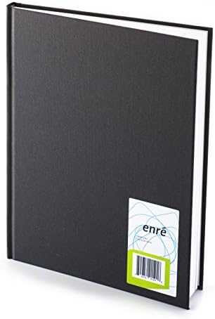 Enre Premium Hardcover Sketchbook, Fine Linen Cover, 30% Recycled Paper, Heavyweight 70lb (105 gsm) Sketch Paper (8.5 x 11, Black)