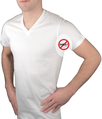 Sweat Proof Undershirts with Sweat Proof Armpit Pads/Dress Shields - V-Neck (X-Large)