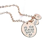 Ingooood 2017 Graduation Gift Inspirational Necklace Oh the place you'll go Pendant Necklace Jewelry Graduation Gift