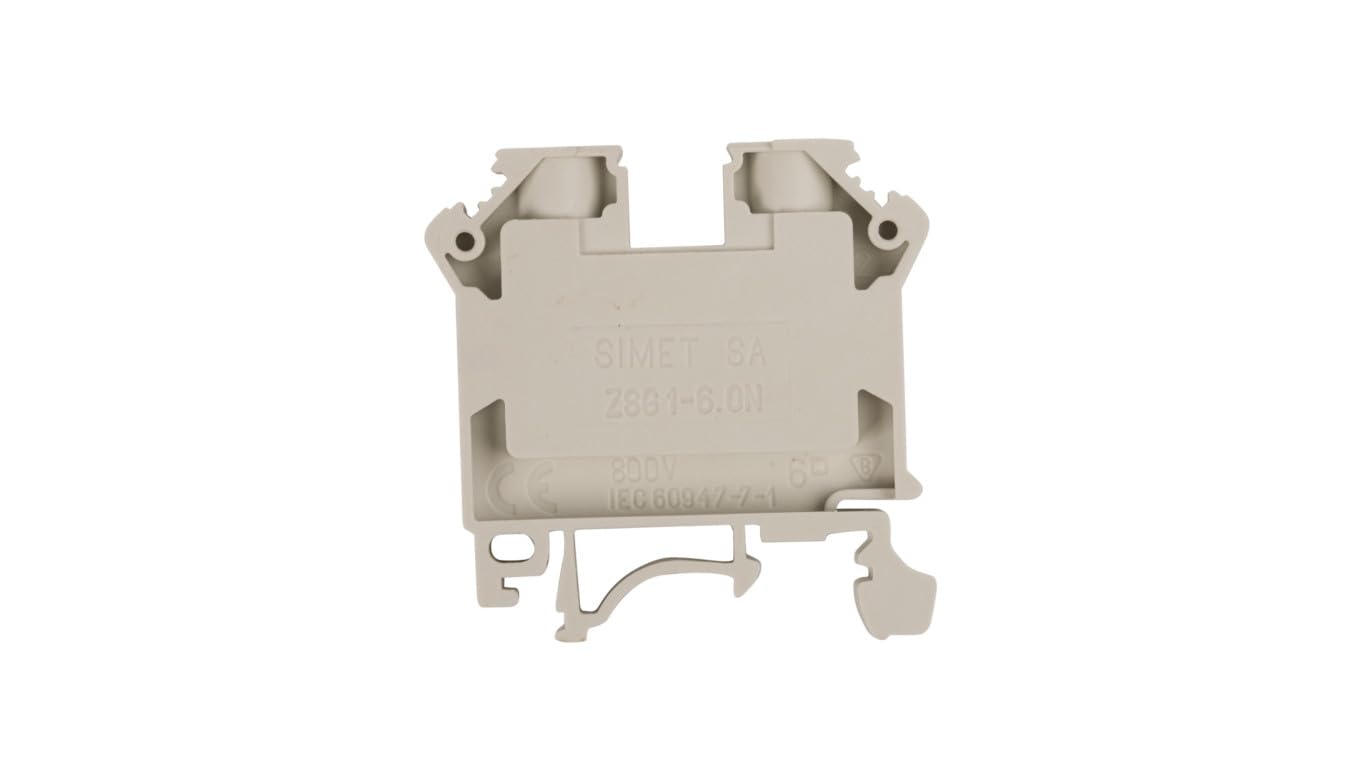 SIMET Brand ZSG1-6.0NS Rail Mounted Screw Terminal Block Grey
