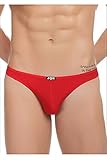 Louis Rouse Men's Solid Color Ice Silk Briefs Thong Red