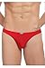 Louis Rouse Men's Solid Color Ice Silk Briefs Thong Red