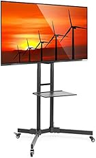 Mount Factory Rolling TV Stand Mobile TV Cart for 32-65 inch Plasma Screen, LED, LCD, OLED, Curved TV's - Mount Universal with Wheels