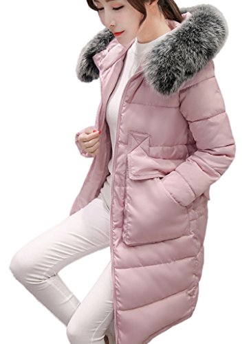Smile YKK Womens Autumn Winter Down Bomber Long Jacket Cotton-Padded Coat Pink L Smile YKK Womens Autumn Winter Down Bomber Long Jacket Cotton-Padded Coat Pink L