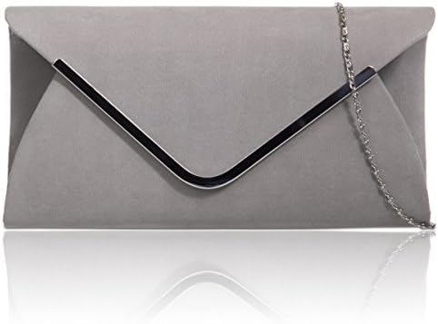 Xardi London New Envelope Faux Suede Leather Women Clutch Baguette Ladies Evening Prom Bags