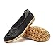 KEESKY Womens Ladies Leather Casual Cut Out Loafers Flat Slip-on Shoes Black Size 9.5