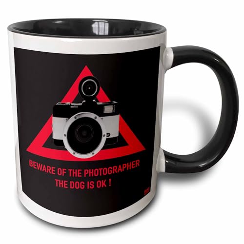 3dRose Beware of the photographer the dog is ok.Red text and triangle, black ba…