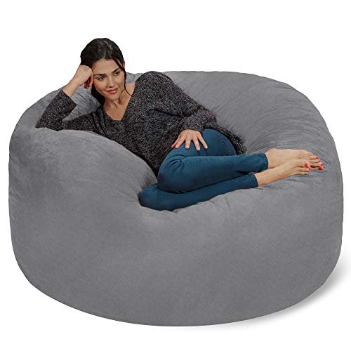 Chill Sack Giant 5-Foot Bean Bag Chair - Filled With Shredded Memory Foam, Microsuede Cover, Ultrafur Red - View #9