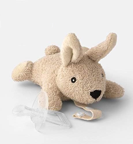 Organic Pacifier Holder- Orthodontic Baby Pacifier with Animal & Microwaveable Soothie & Natural Teether & Pacifier Clip - PureLittle Bunny: Natural Pacifier Stuffed Animal Paci Plushies Binky Buddy