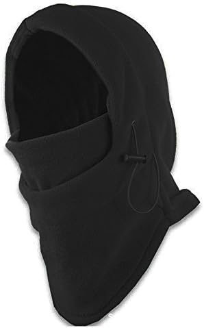 Wellness Tree Cold Weather Thermal Fleece Hoodie Heavyweight Warm Fleece With Adjustable Drawsting - Thermal Balaclava Face Cold Protection (Black)