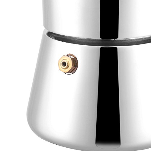 Stovetop Coffee Pot, Stainless Steel Percolator Coffee Maker Moka Pot for Gas & Electric Stovetop 200ml - Thumbnail 5