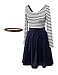 OMEYA.WANSHIDA. Women's Round Neck Stripe Long Sleeves Cocktail Party Mini Dress
