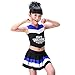 Cheerleader Costume Child Cheer Costume Outfit Carnival Party Halloween Cosplay with Match Pom poms for Sports Girls Boys (120cm, Black)