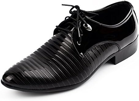 Seakee Men's Modern Lace-up Tuxedo Dress Shoes Casual Oxfords Black US 7