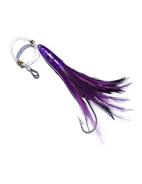 KUNSILANE   Señuelos de pesca para pesca de agua salada y atún, plumas de atún, aletas de calamar, cabeza de bala de pesca de mar afuera, 5 piezas, 6.0 in