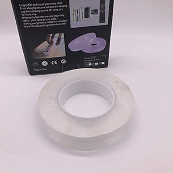 Reusable Traceless Tape 16.5 FT(5M) - Nano Multifunction Movable Washable Tape Transparent Double-Sided Gel mat Adhesive Tape for Paste Photos and Posters