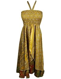 Women Halter Dress Printed Two Layer Summer Chic Beachwear Bohemian Dresses