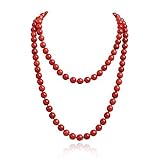 Jane Stone Red Fashion Jewelry Statement Round Beaded Collar Long Necklace for Women (Fn1273-Red)