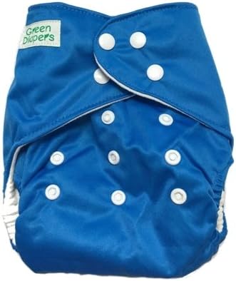 Green Diapers Pocket Diaper with Microfiber Insert for Babies, One Size Fits 3 Months to 3 Years (Blue)